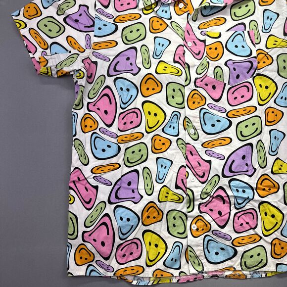 Vintage‎ aLab Button Down Shirt XL Melting Smiley Face Multicolor Hippy Trippy - Picture 2 of 14